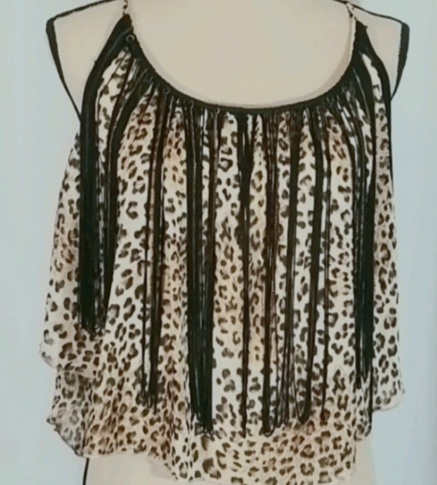 Body Central Animal Print Sleeveless Top. L
